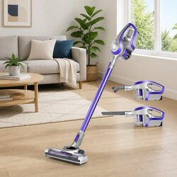 Powerful Cordless Stick Vacuum with HEPA Filter in Red