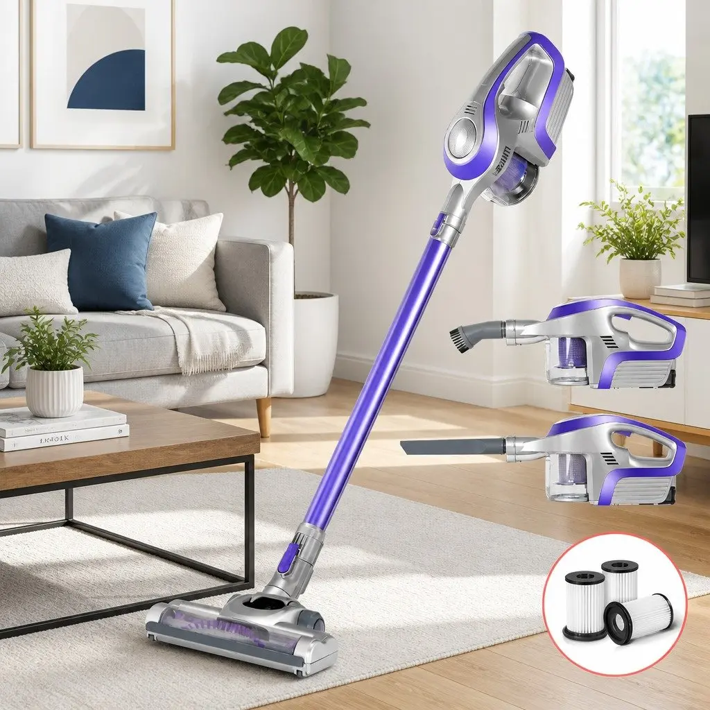 Cordless Stick Vacuum Cleaner HEPA Filter 150W Red