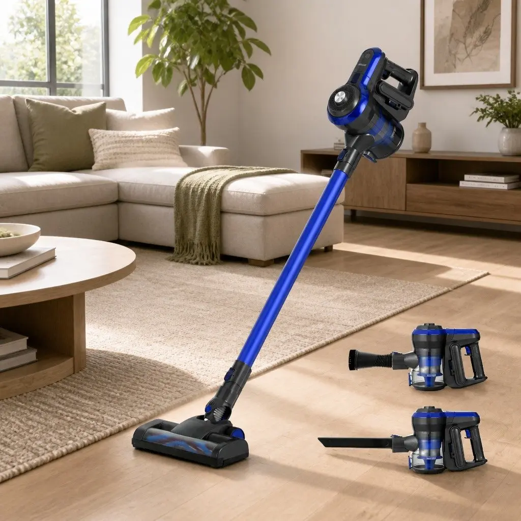 Stick Vacuum Cleaner Brushless 250W Cordless HEPA Filter Blue