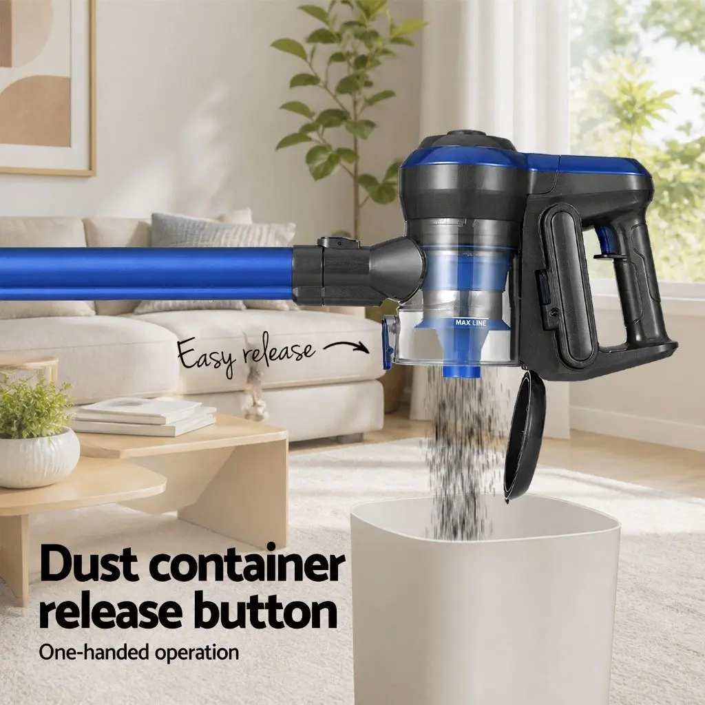 Stick Vacuum Cleaner Brushless 250W Cordless HEPA Filter Blue