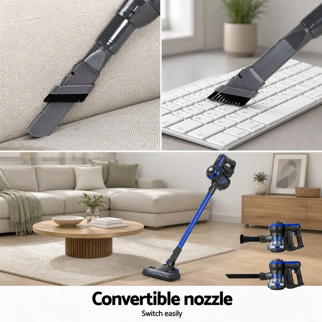 Stick Vacuum Cleaner Brushless 250W Cordless HEPA Filter Blue