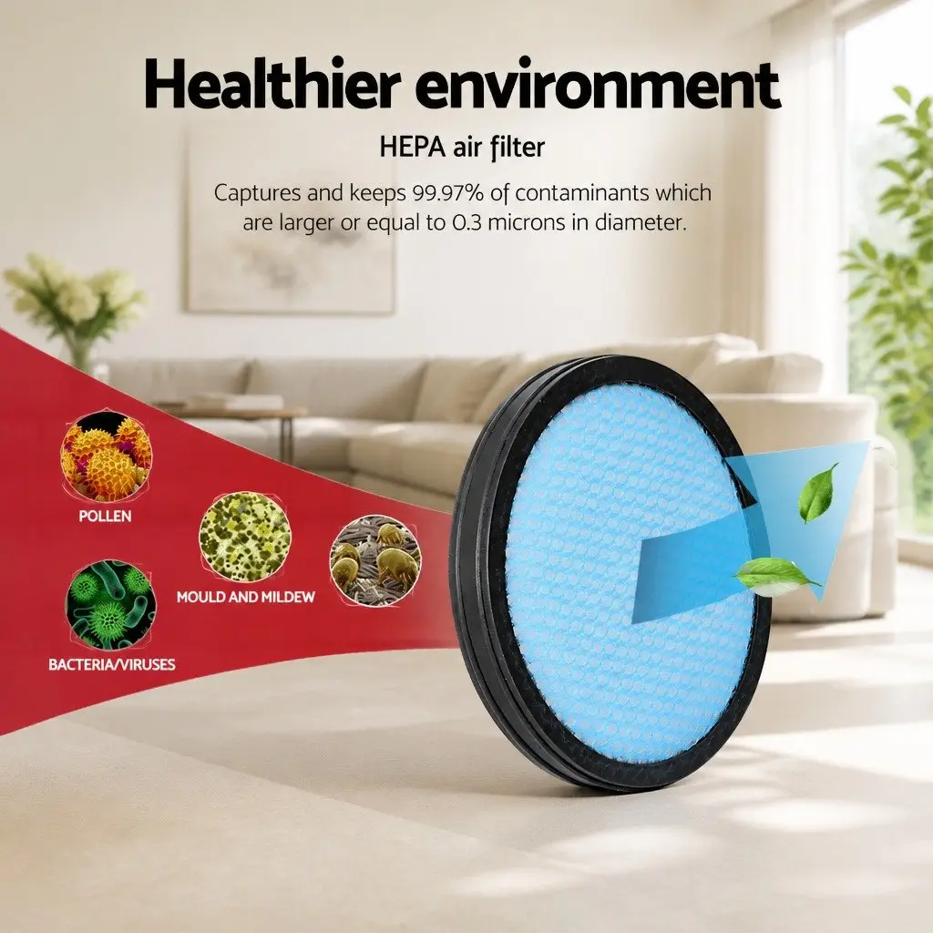Stick Vacuum Cleaner Brushless 250W Cordless HEPA Filter Blue