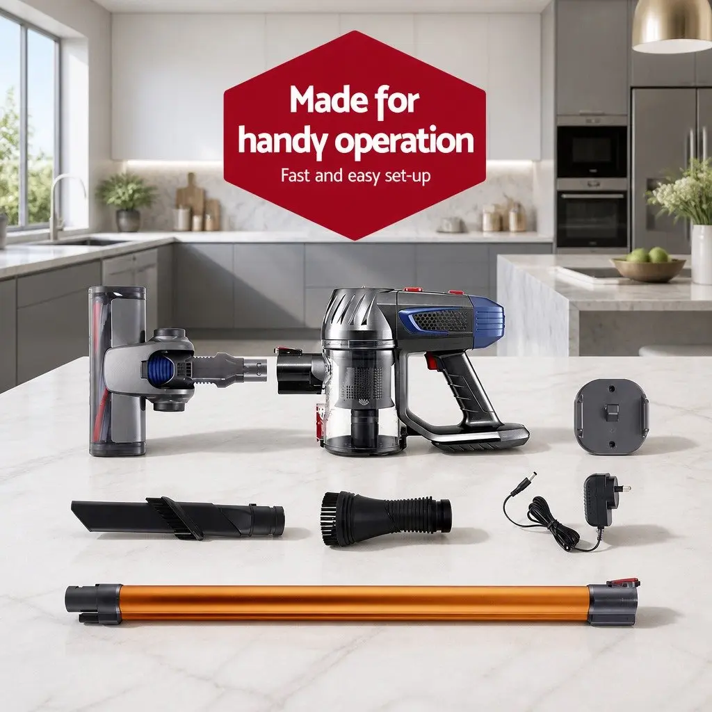 Cordless Stick Vacuum Cleaner Bagless Handheld 150W Lightweight Suction Gold