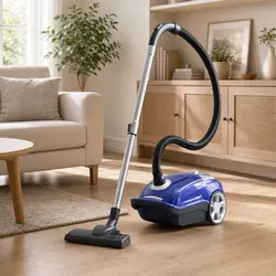 Canister Vacuum Cleaner with Powerful Suction in Blue