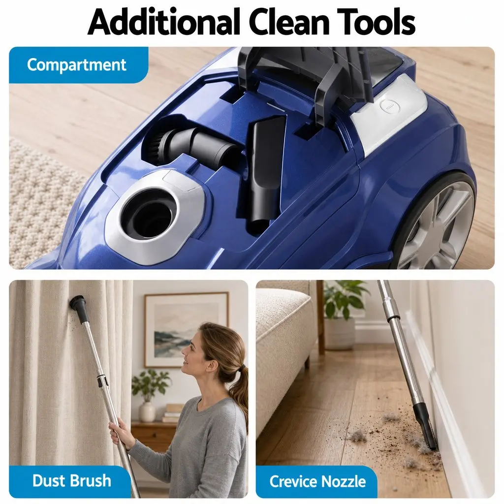 Canister Vacuum Cleaner with Powerful Suction in Blue