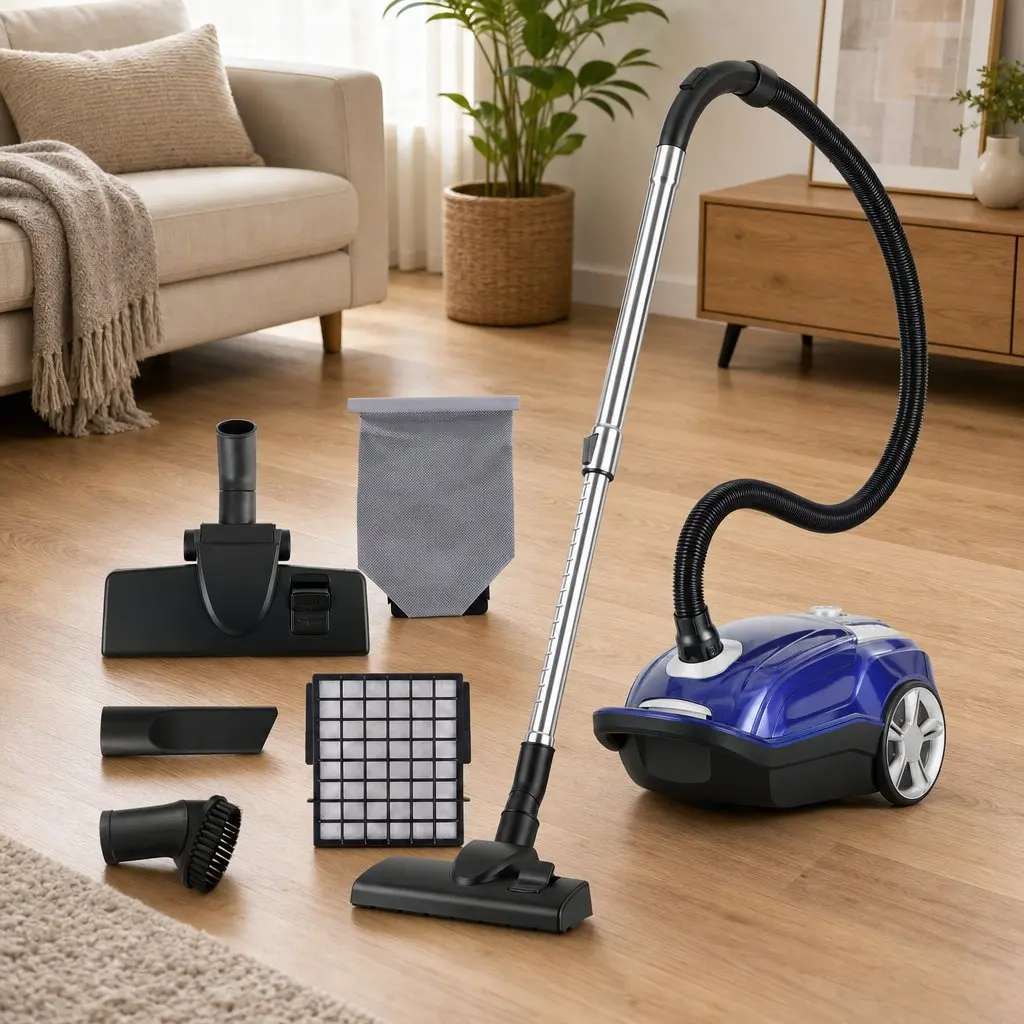 Canister Vacuum Cleaner with Powerful Suction in Blue