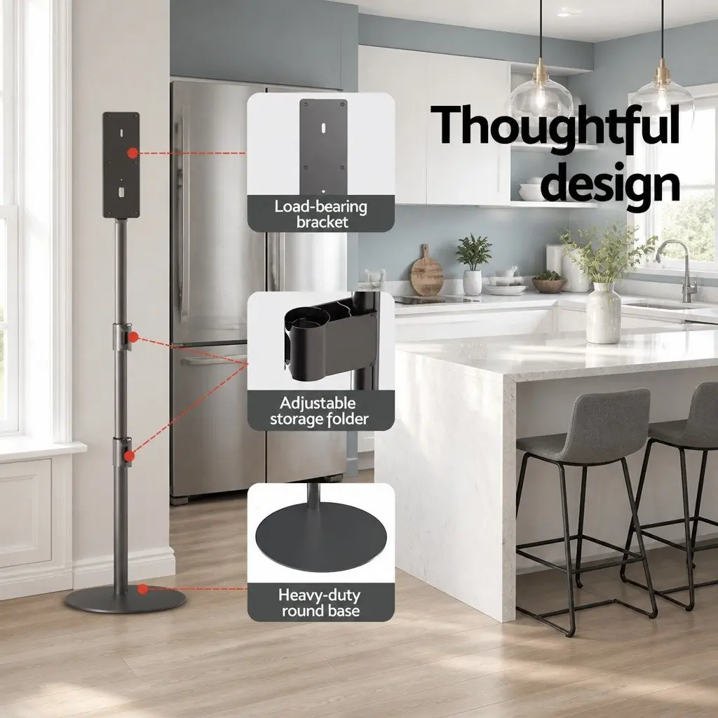 Vacuum Cleaner Stand Aluminium Alloy Grey 30cm x 30cm x 124cm Freestanding Storage for Dyson V6 V7 V8 V10 V11
