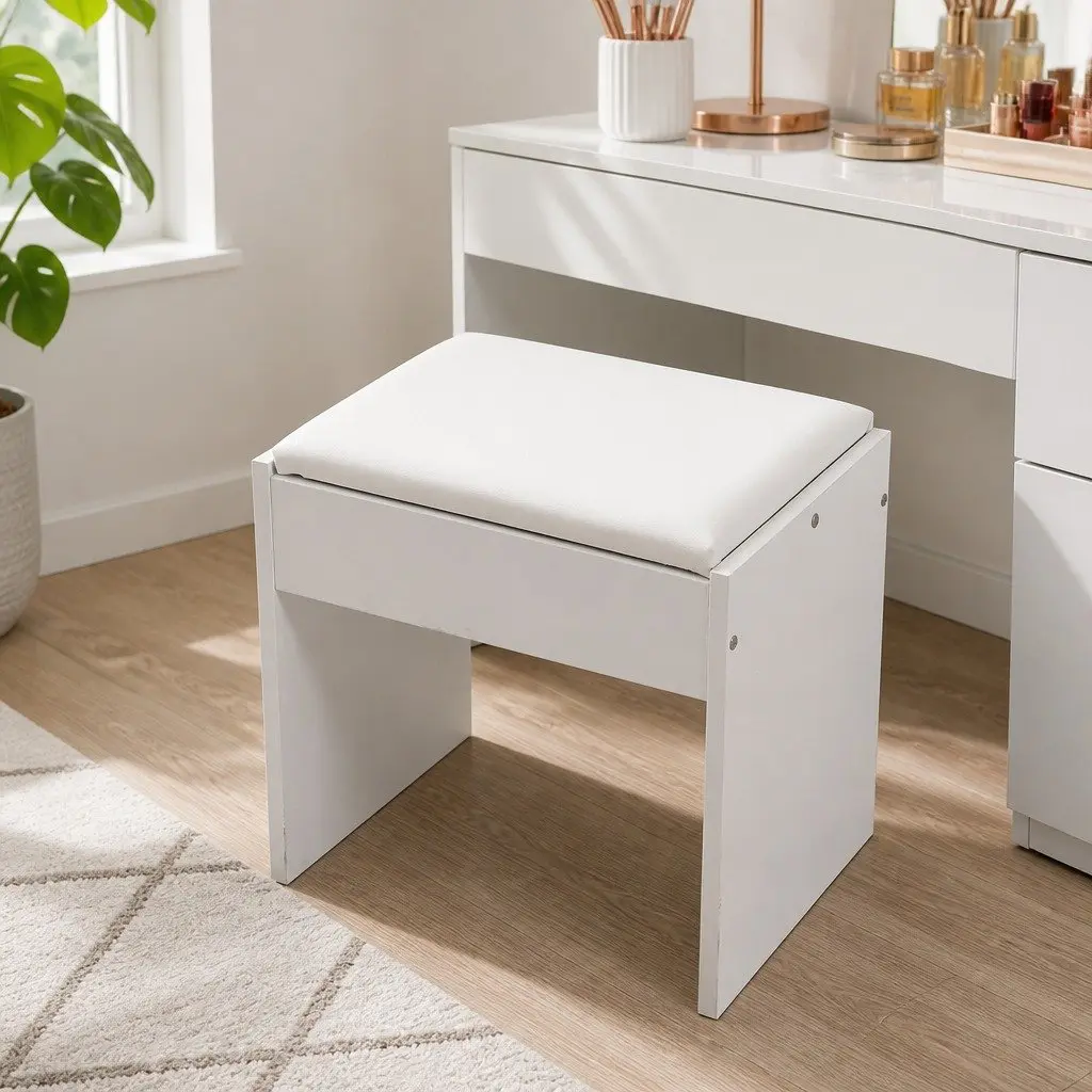 Dressing Table Vanity Set with LED Mirror and Stool