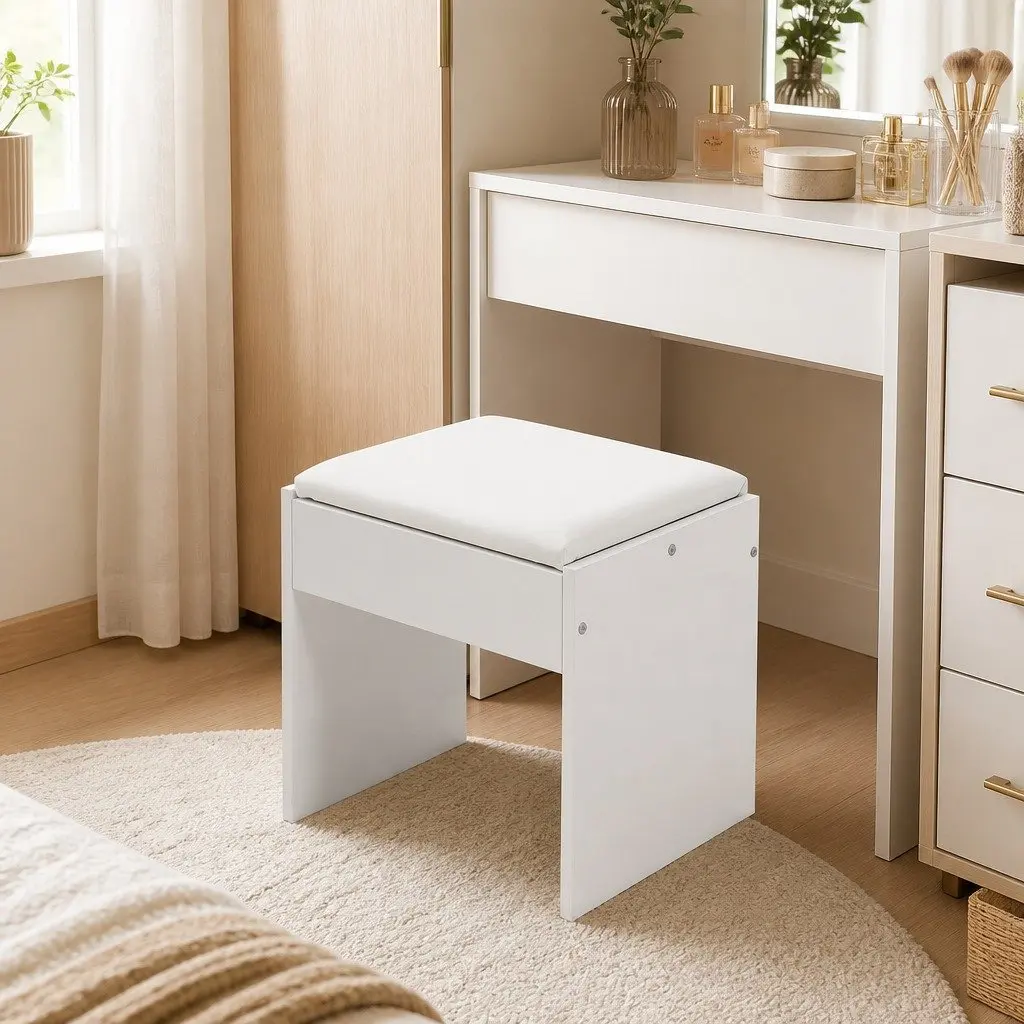 Dressing Table Set with LED Mirror and Padded Stool