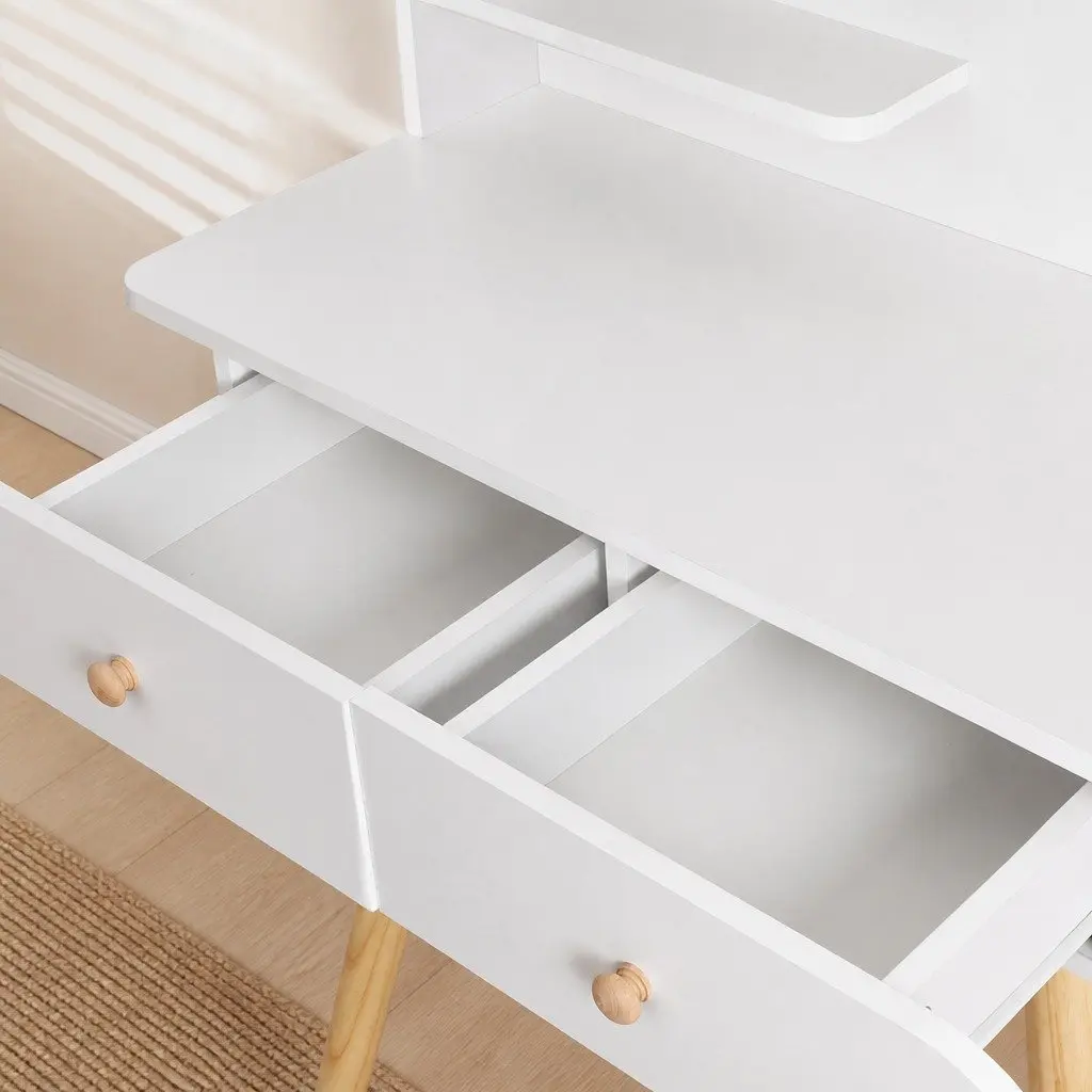 Dressing Table with LED Mirror and Padded Stool