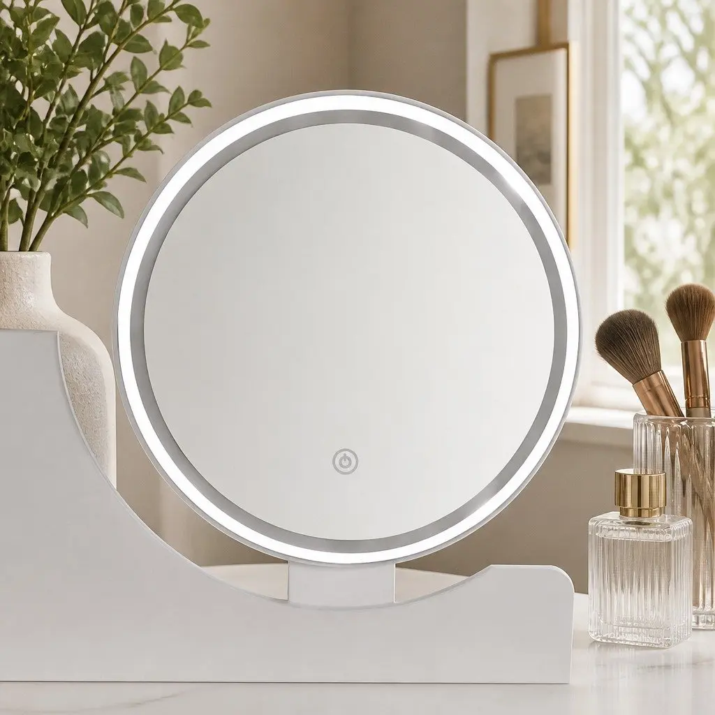 Dressing Table with LED Mirror and Padded Stool