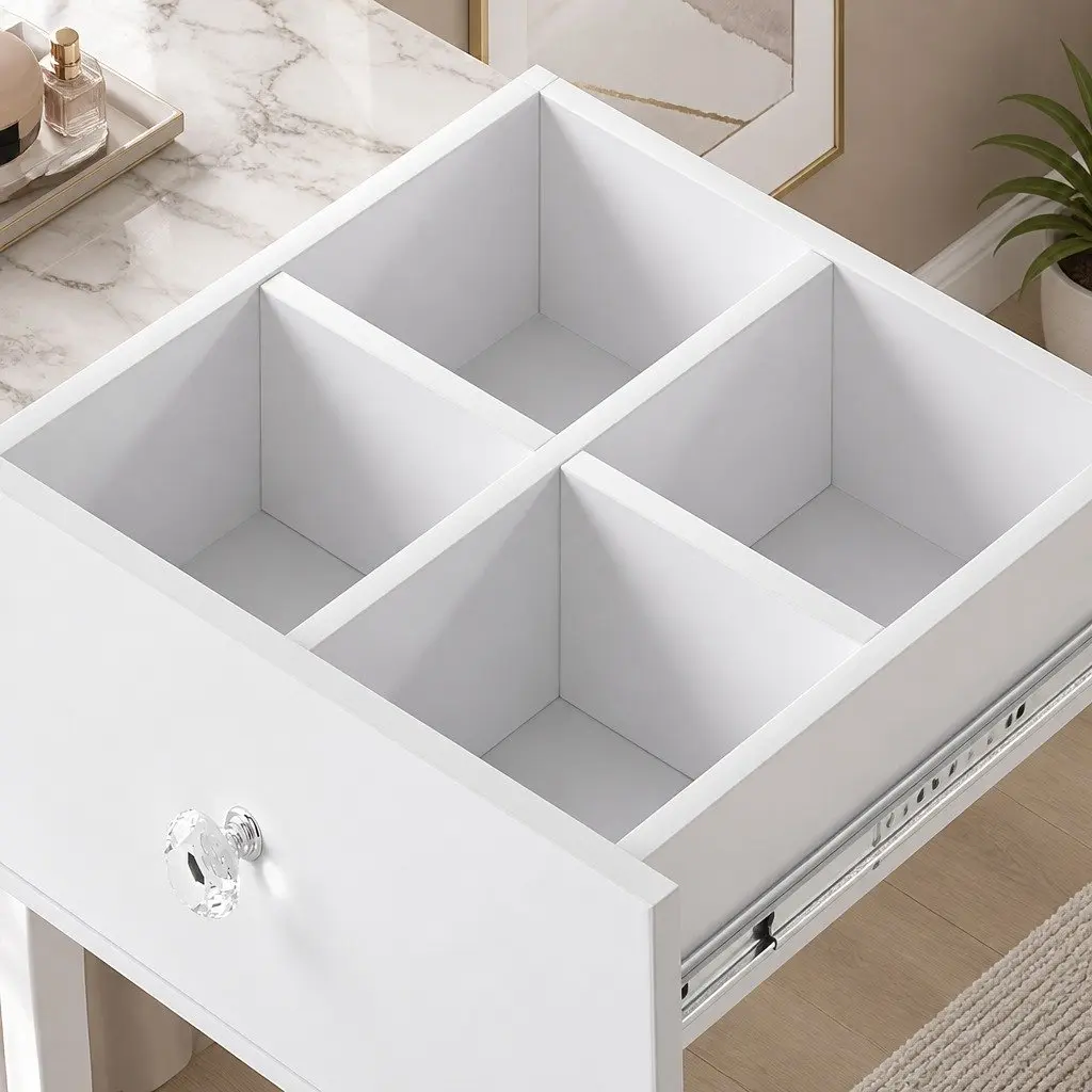 LED Vanity Desk with Makeup Mirror and Stool Set
