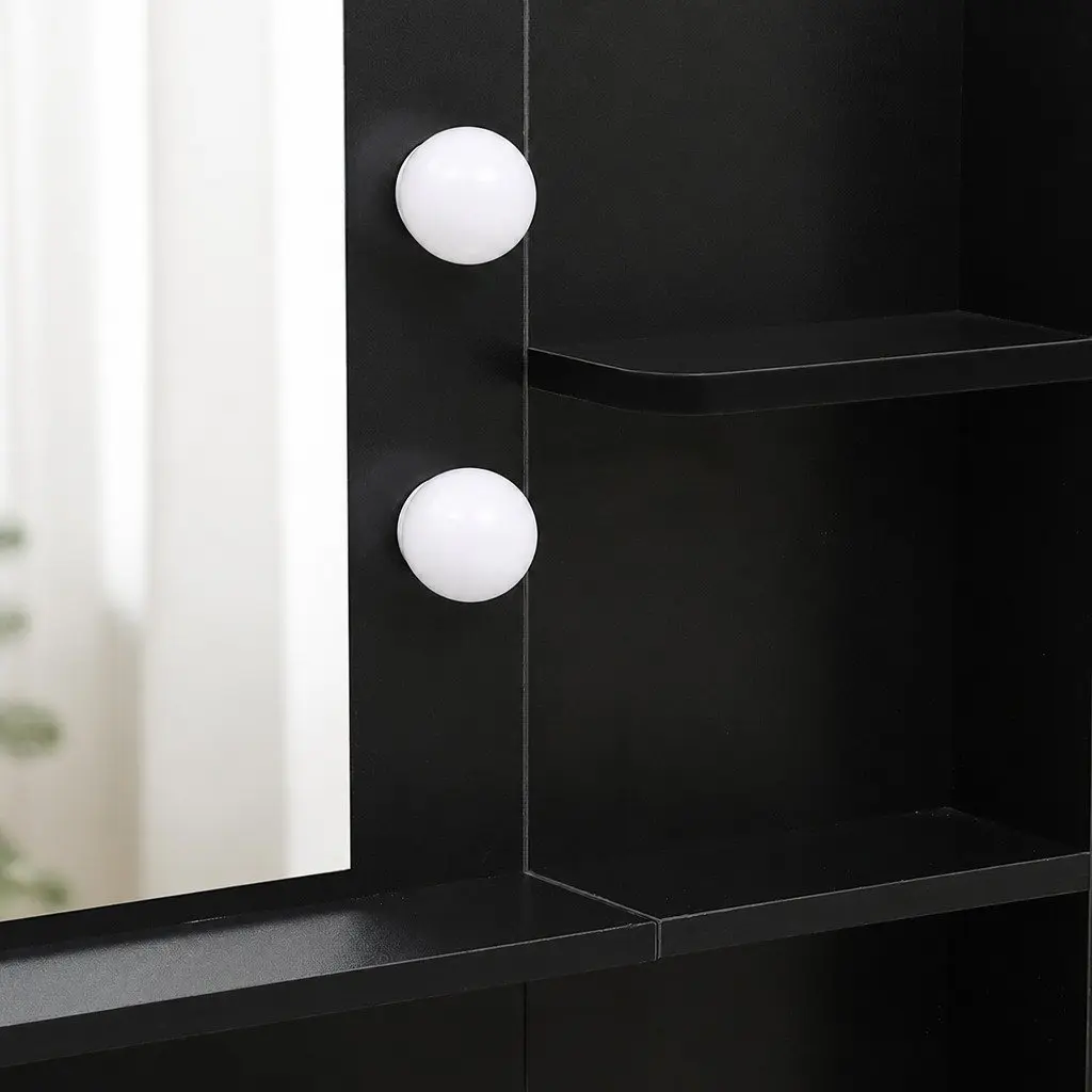 LED Mirror Dressing Table and Stool Set with Storage