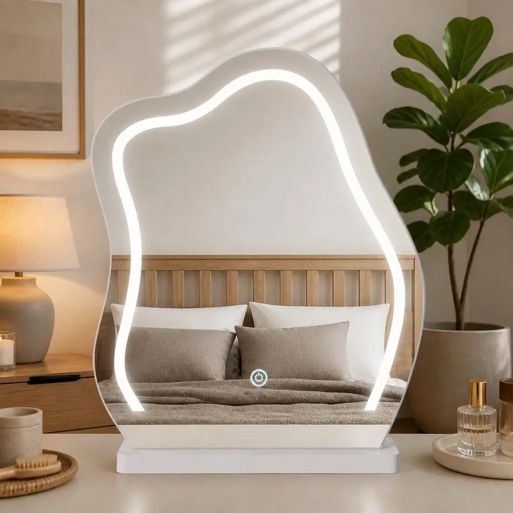 LED Mirror Dressing Table Set with Storage and Stool
