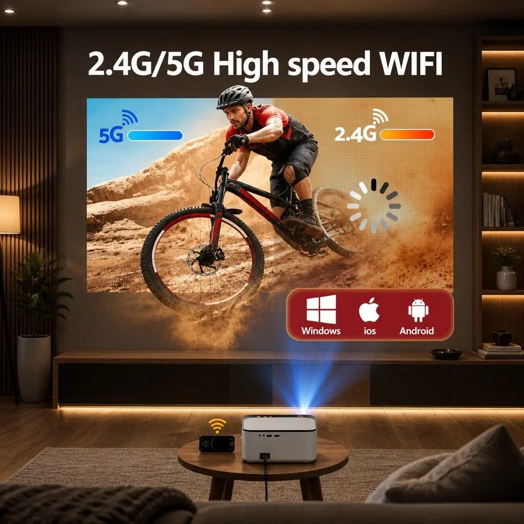 Portable LED Video Projector with 4K Support and Android