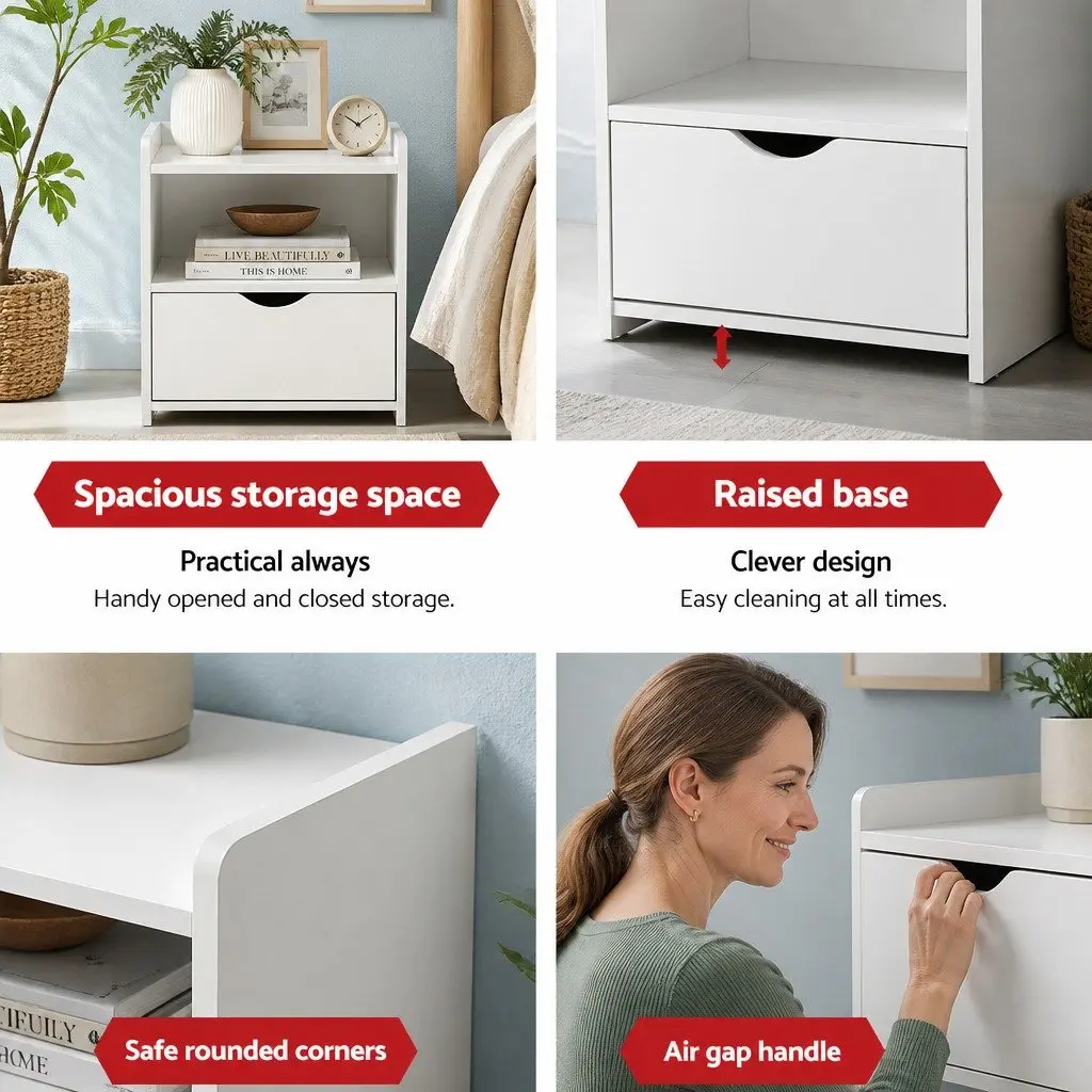 King Single Bed Frame with Integrated Nightstand