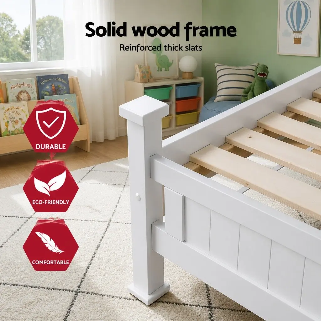 King Single Bed Frame with Bedside Table Wooden Storage Bedroom Furniture Set