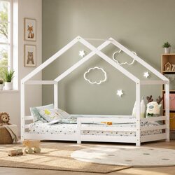 Durable House Bed Frame for Kids in White