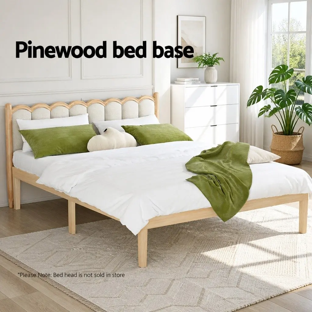 Double Bed Frame with Wooden Slatted Base
