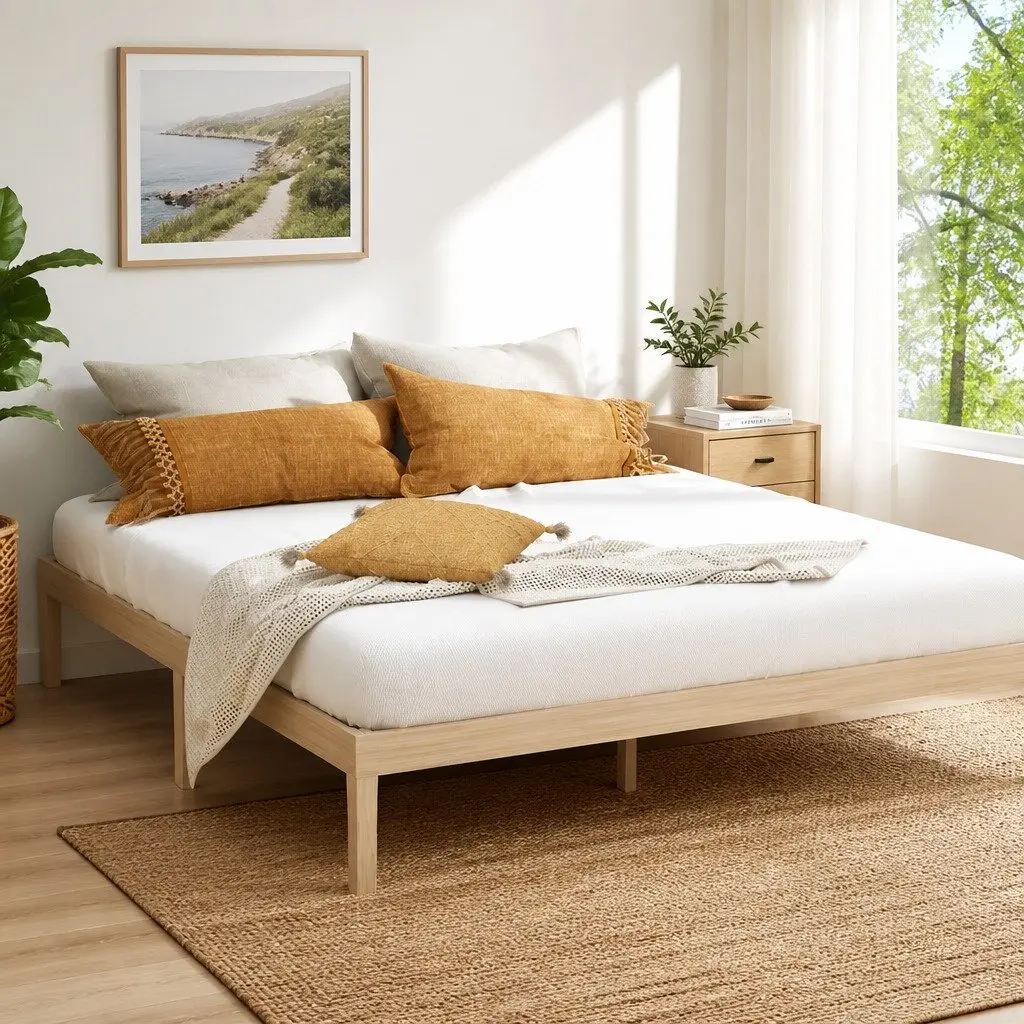 King Size Wooden Bed Frame with Pine Slats