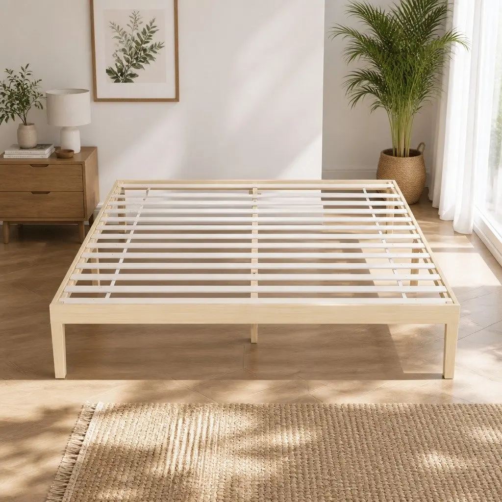 King Size Wooden Bed Frame with Pine Slats