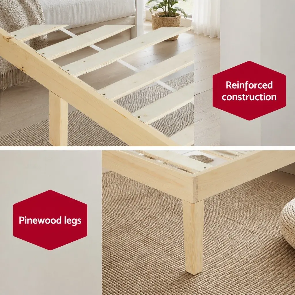 King Size Wooden Bed Frame with Pine Slats