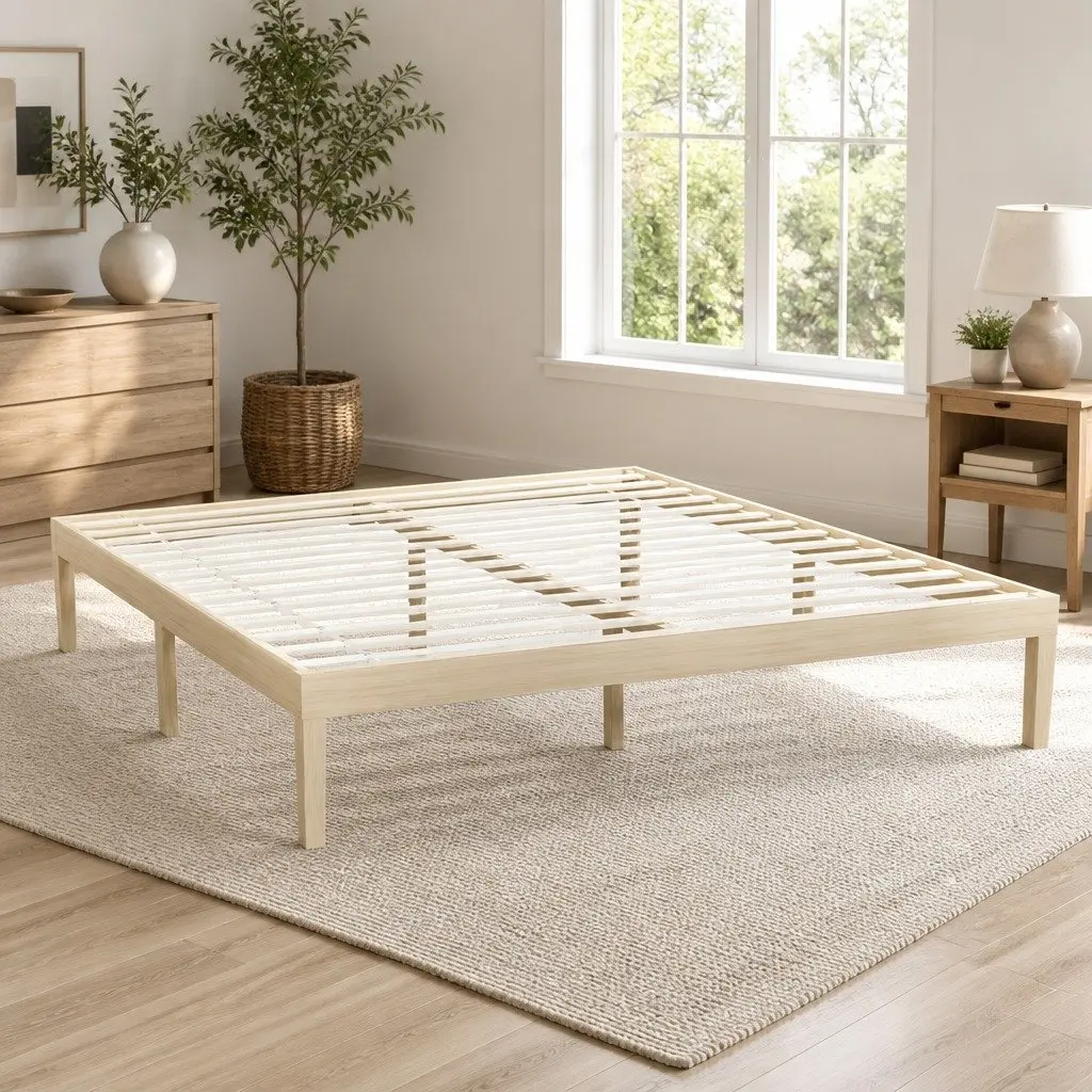 King Size Wooden Bed Frame with Pine Slats