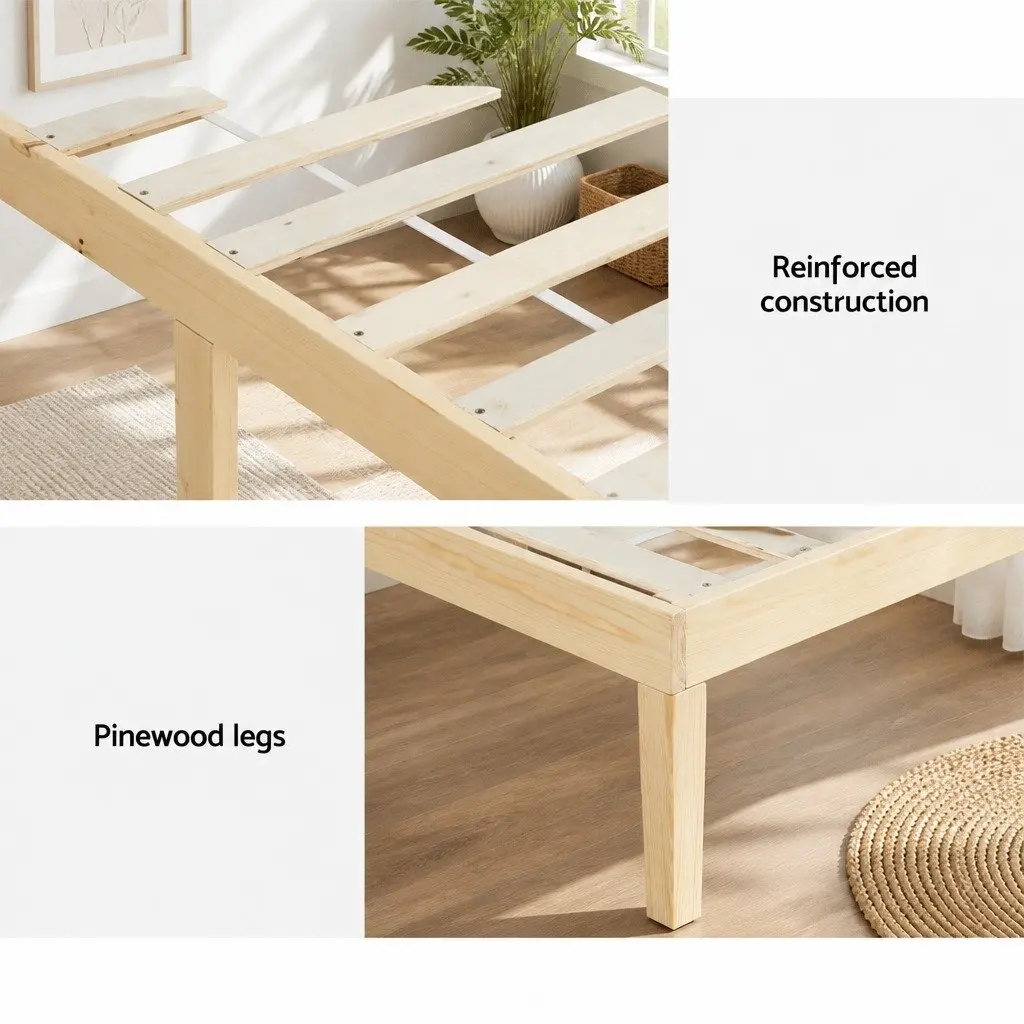 Queen Size Pinewood Bed Frame for Strong Support