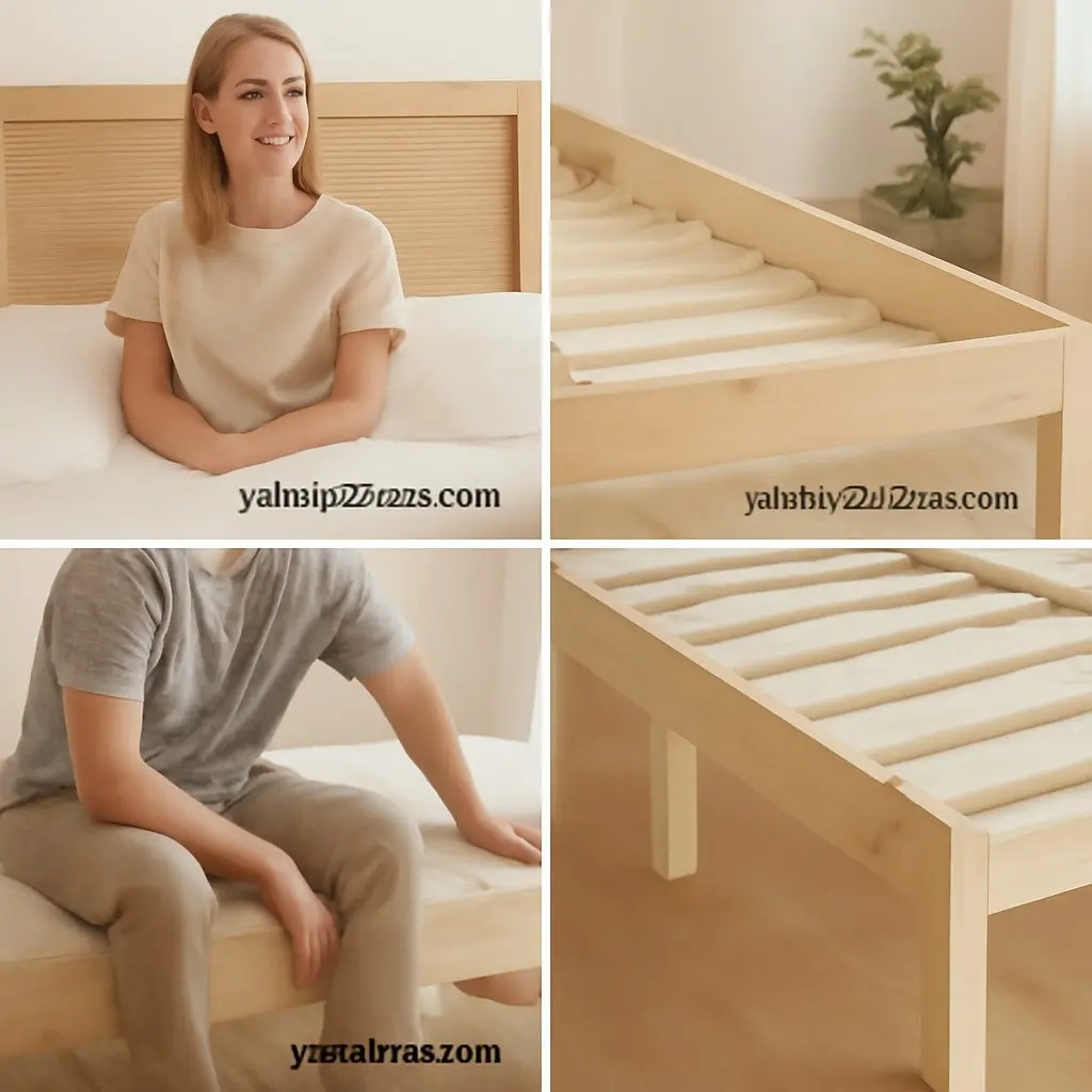Queen Bed Frame with Rattan Headboard in Pine and Oak