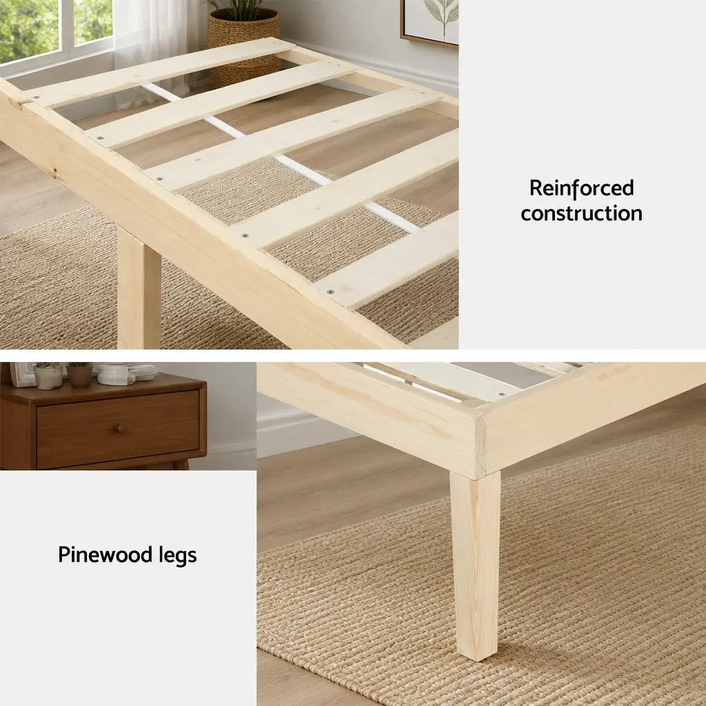 Pinewood Single Bed Frame with Slatted Base