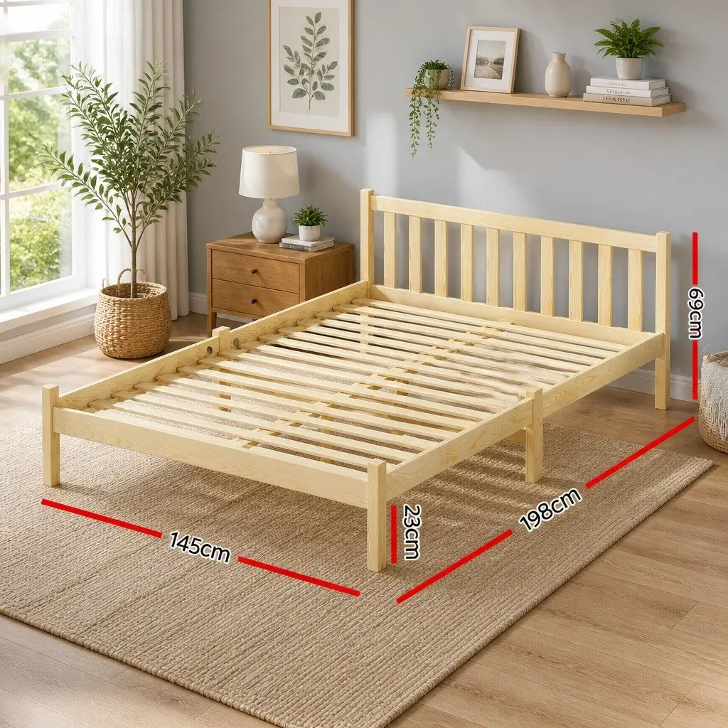 Wooden Pine Bed Frame for Double Mattress with Storage