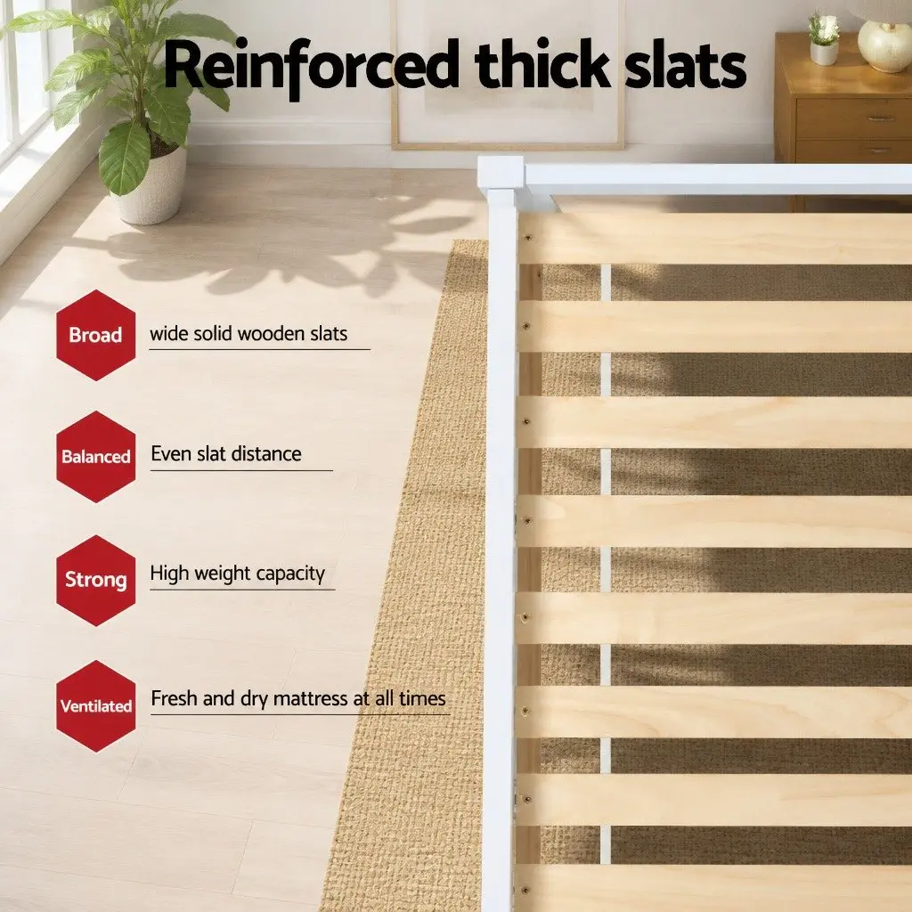 Queen Bed Frame White Pine Timber 212cm x 160cm