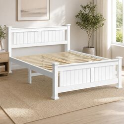 Solid Pine Double Bed Frame with Heavy-Duty Steel Fixings