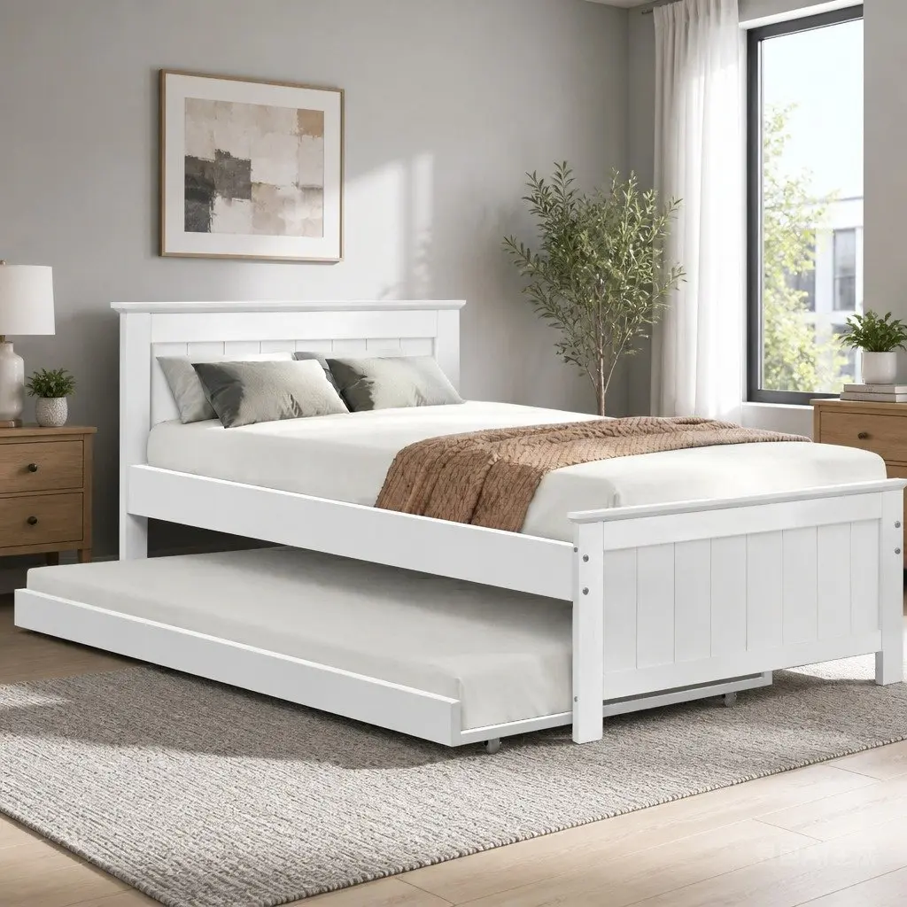 Solid Pine King Single Daybed with Pull-Out Trundle