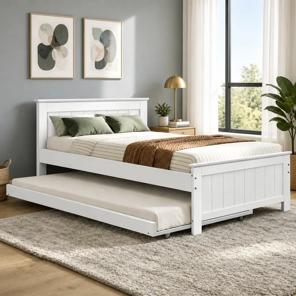 Solid Pine King Single Daybed with Pull-Out Trundle