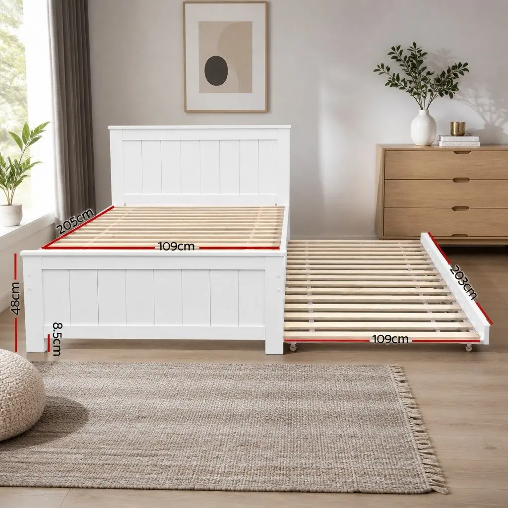 Solid Pine King Single Daybed with Pull-Out Trundle