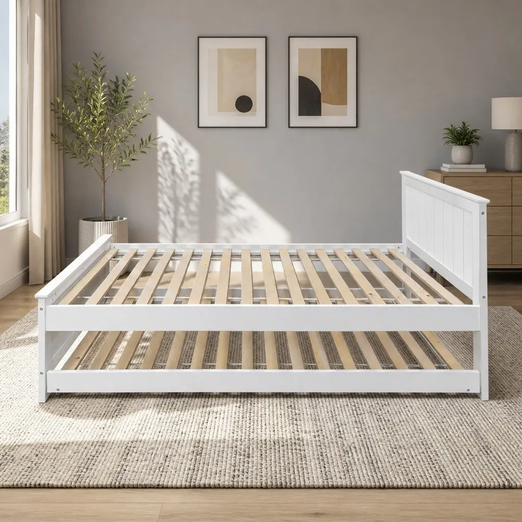 Solid Pine King Single Daybed with Pull-Out Trundle