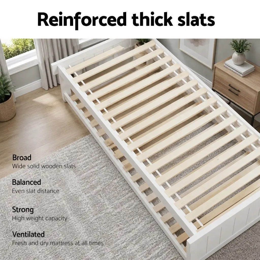 Solid Pine King Single Daybed with Pull-Out Trundle