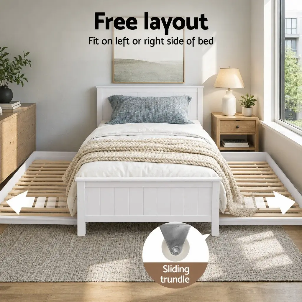 Solid Pine King Single Daybed with Pull-Out Trundle