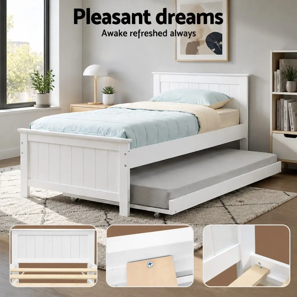 Solid Pine King Single Daybed with Pull-Out Trundle
