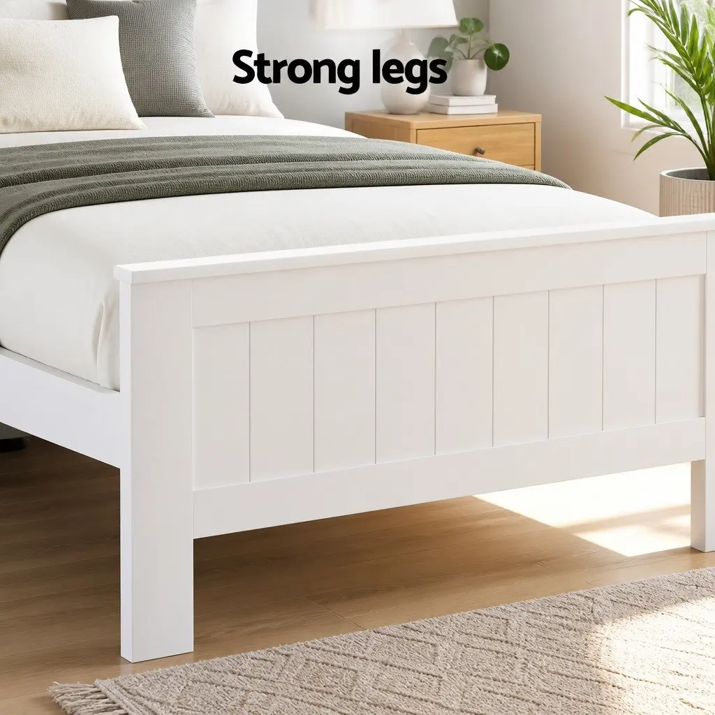 King Single Bed Frame with 3-Shelf Headboard