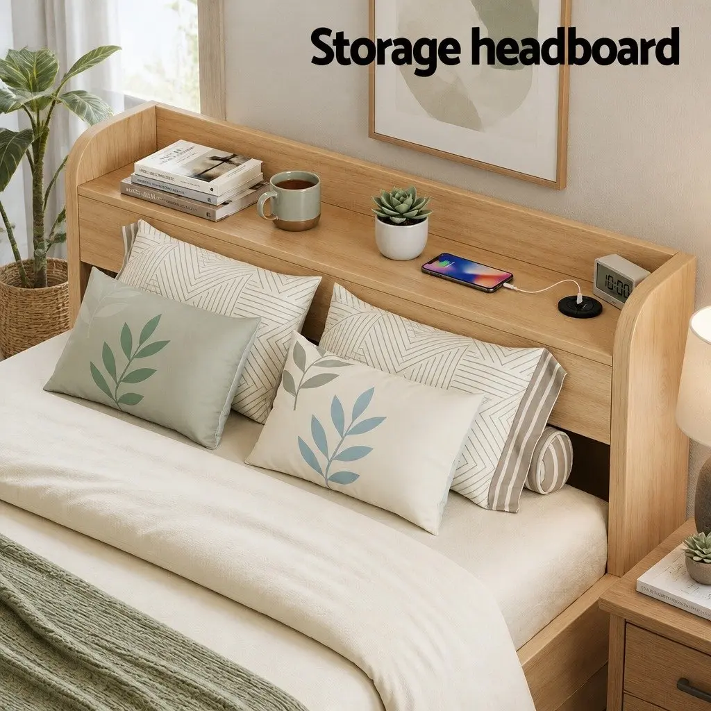 Single Bed Frame with 2 Storage Drawers & USB Ports