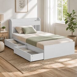 Durable Single Bed Frame with USB Charging Ports