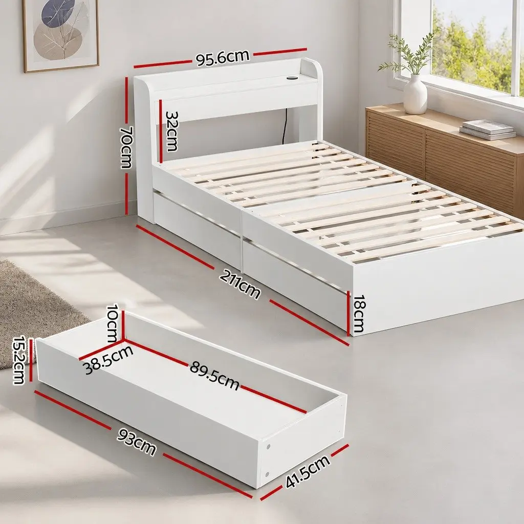 Single Bed Frame with USB Charging Ports