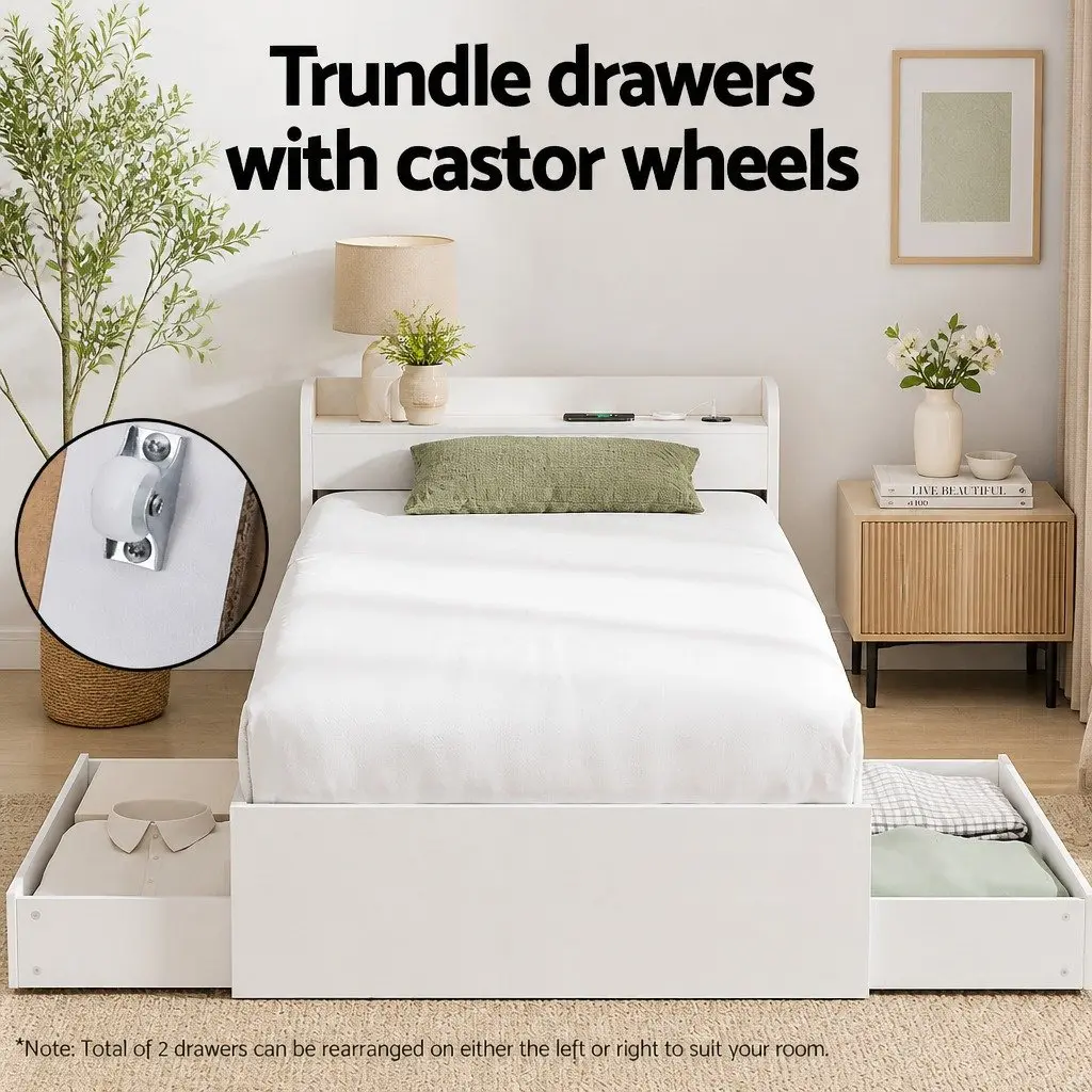 Single Bed Frame with USB Charging Ports