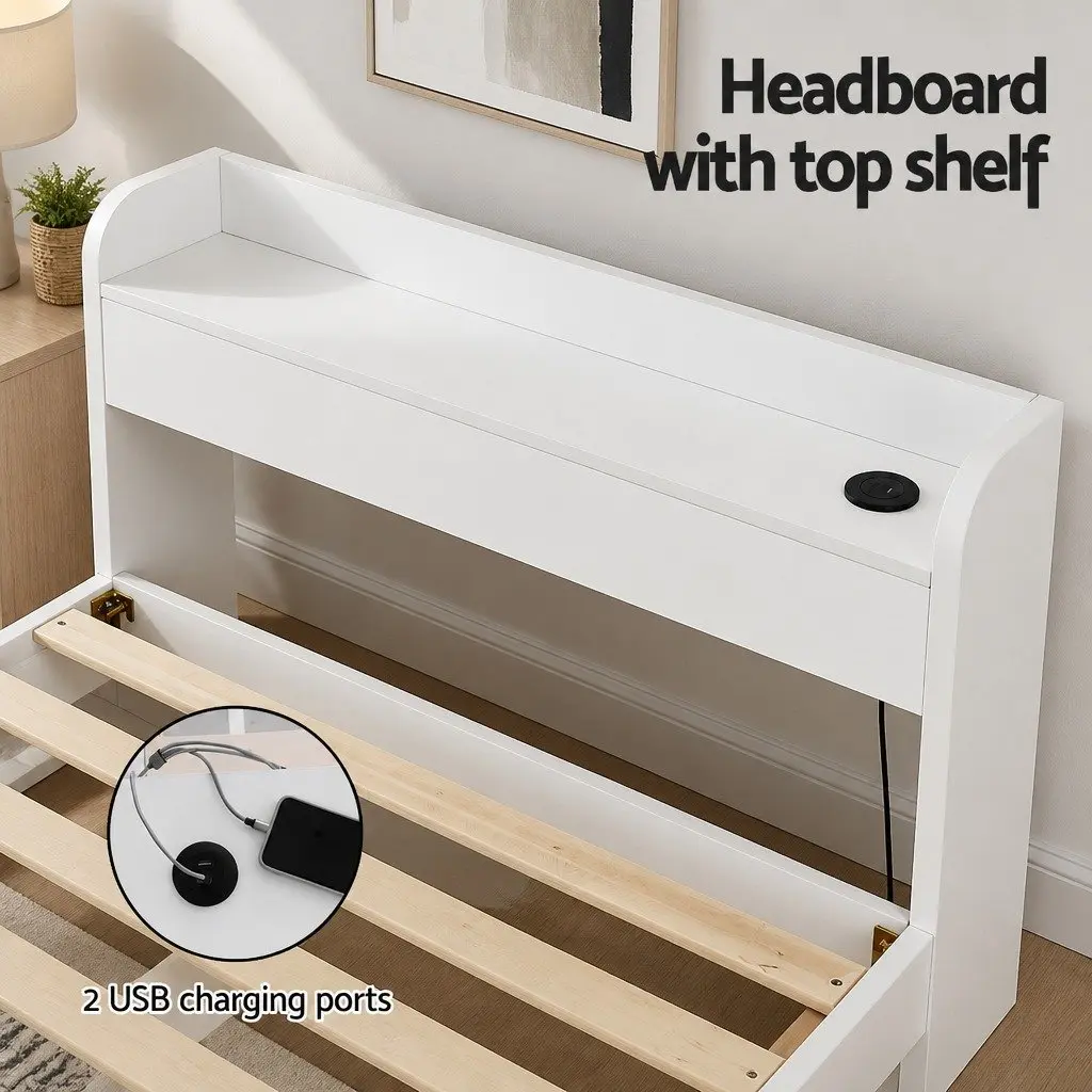 Single Bed Frame with USB Charging Ports