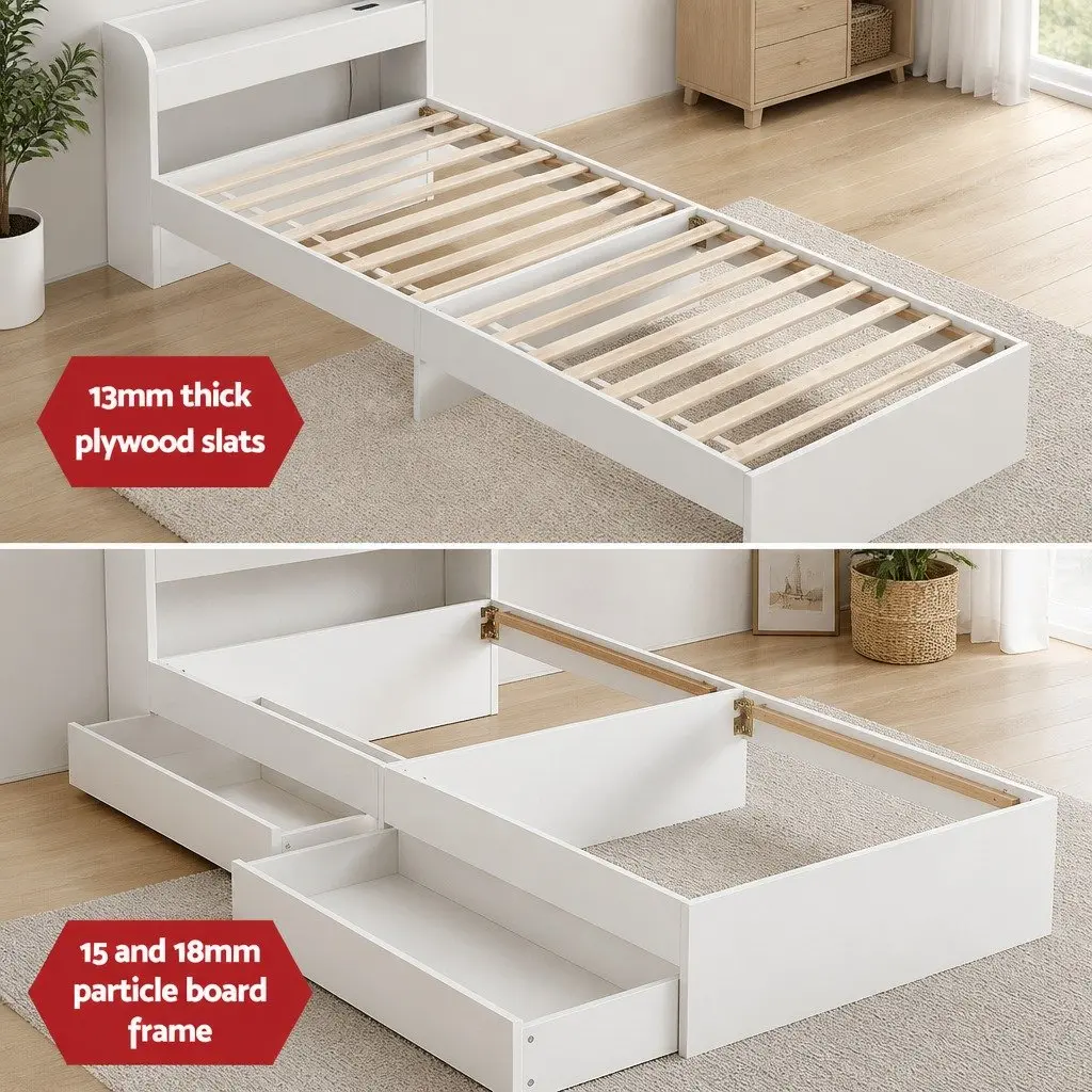Single Bed Frame with USB Charging Ports