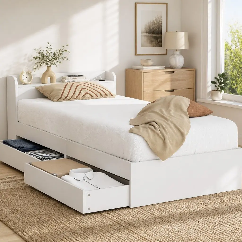Single Bed Frame with USB Charging Ports
