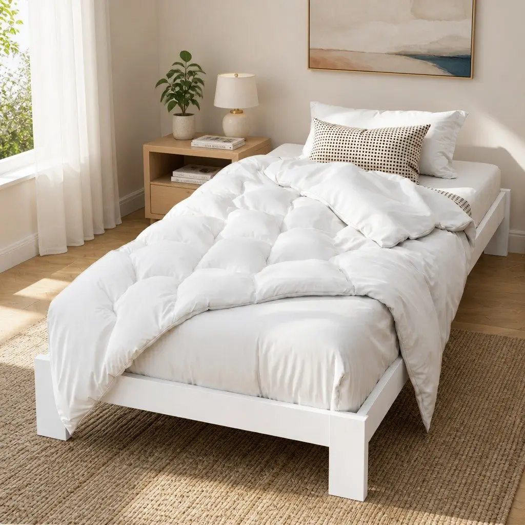 White King Single Bed Frame with Under Bed Storage