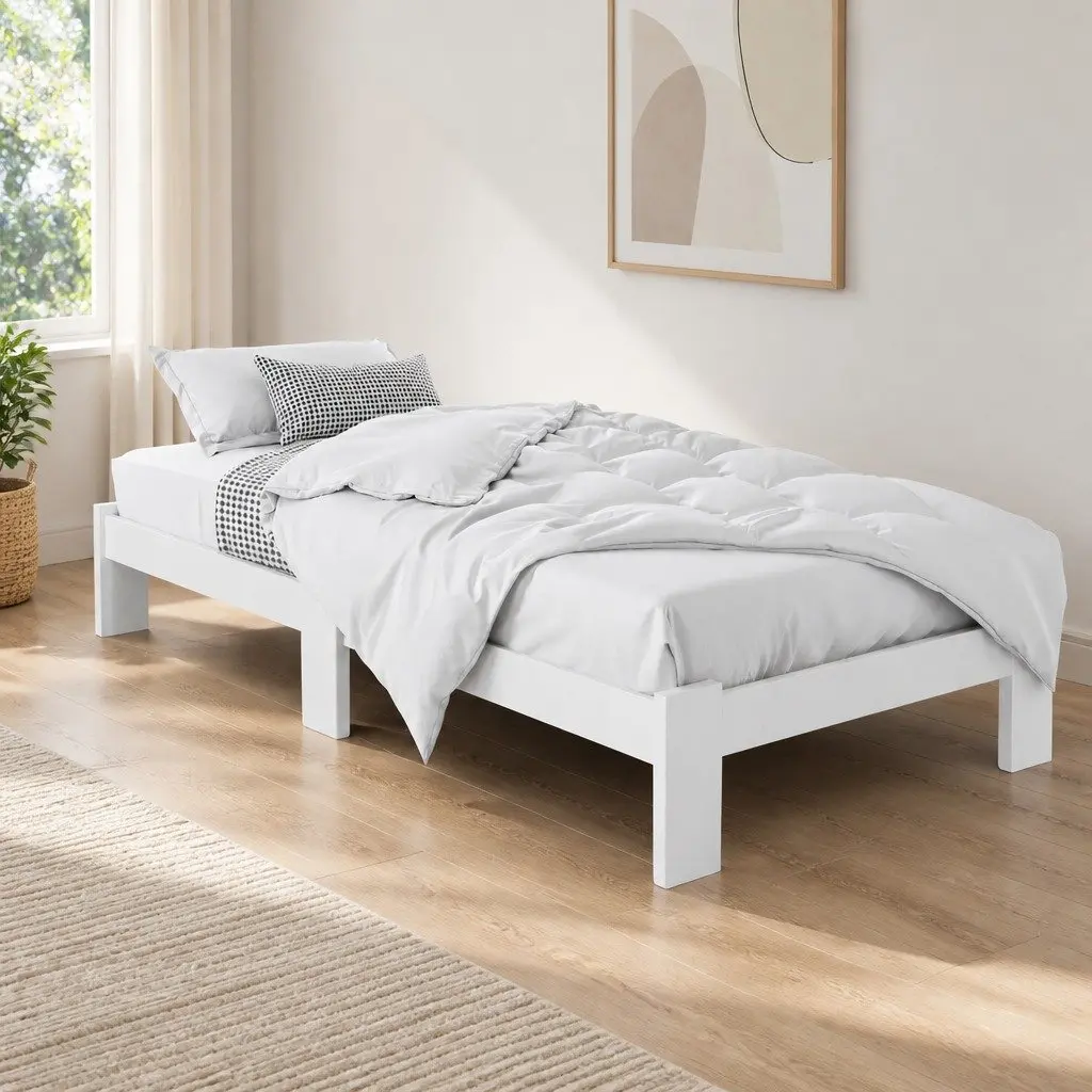 White Pine Single Bed Frame with Storage